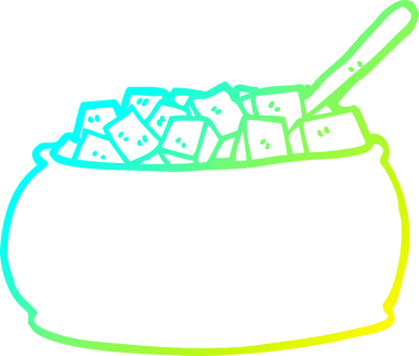 Bir insan tarafından çizilmiş bir şeker kasesinin soğuk gradyan çizgisi.