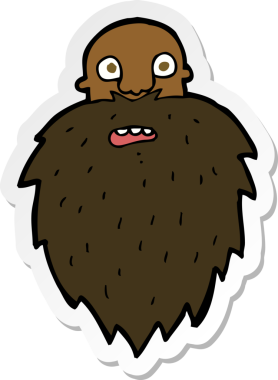 Bir insan tarafından çizilmiş sakallı bir adamın çıkartması.