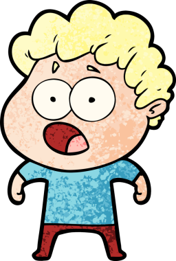 Bir insan tarafından çizilmiş bir karikatür adamı şaşkınlıkla nefes nefese kaldı.