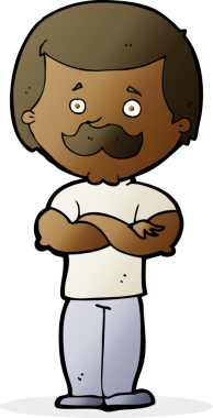 Bir insan tarafından çizilmiş erkek bıyıklı çizgi film adamı.