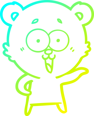 Bir insan tarafından çizilmiş gülen oyuncak ayı çizgi filmi.