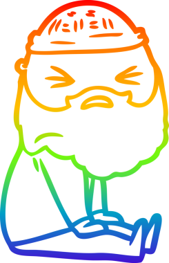 Bir insan tarafından çizilmiş sakallı bir karikatür çizimi.