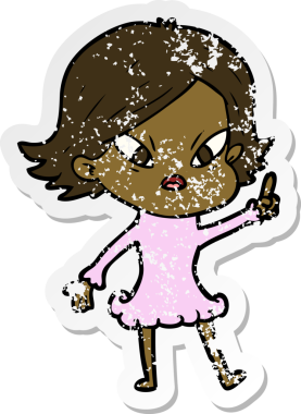 Bir insan tarafından çizilmiş stresli bir karikatür çıkartması.