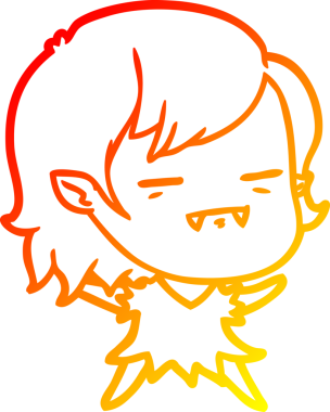 Bir insan tarafından çizilmiş ölümsüz vampir bir kızın sıcak çizgi çizimi