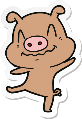 Bir insan tarafından çizilmiş sarhoş bir domuzun çıkartması.