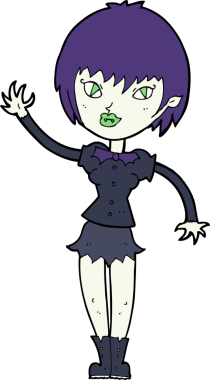 Bir insan tarafından çizilmiş vampir kız çizgi filmi.