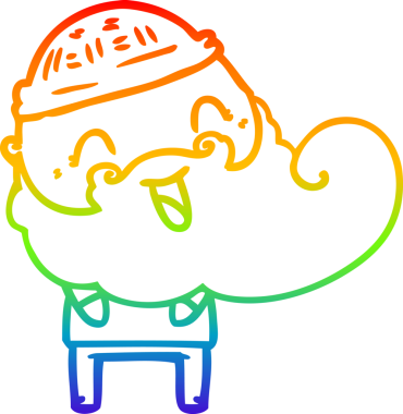 Gökkuşağı gradyan çizgisi bir insan tarafından çizilmiş mutlu sakallı bir adamın çizimi