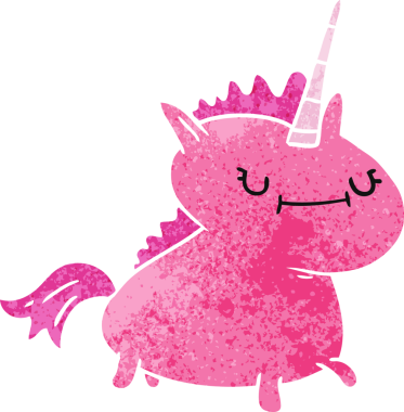 Bir insan tarafından çizilmiş sihirli tek boynuzlu atın retro karalaması.