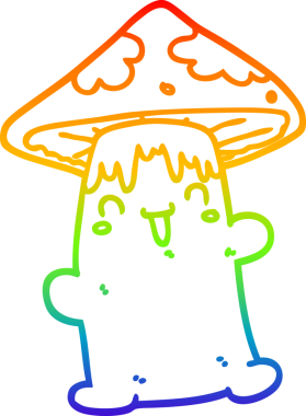 gökkuşağı gradyan çizgi çizimi bir insan tarafından çizilmiş bir mantar karakteri