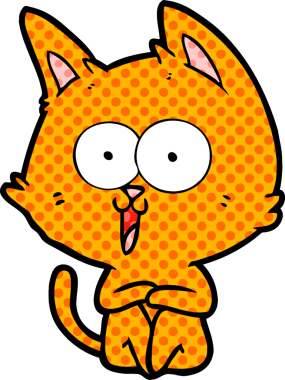 Bir insan tarafından çizilmiş komik çizgi film kedisi.