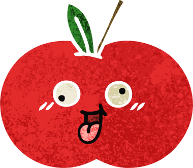 Bir insan tarafından çizilmiş kırmızı elmanın retro çizim tarzı karikatürü