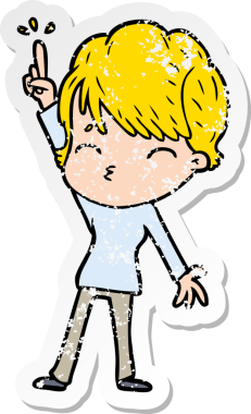 Bir insan tarafından çizilmiş bir karikatür kadının sıkıntılı çıkartması.