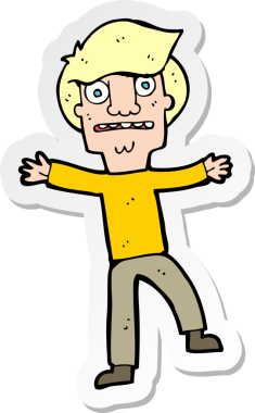 Bir insan tarafından çizilen panikleyen bir çizgi film çocuğunun çıkartması.