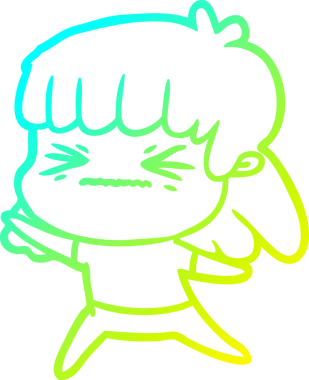 Bir insan tarafından çizilmiş kızgın bir kızın soğuk çizgi çizimi.