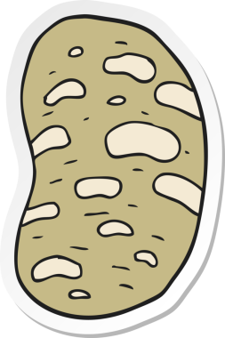Bir insan tarafından çizilmiş patates karikatürü çıkartması.