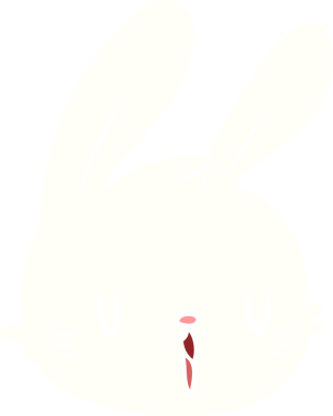 Bir insan tarafından çizilmiş düz renkli tavşan yüzü.