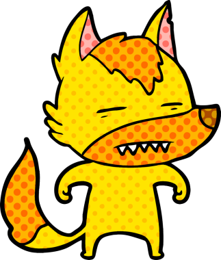 Bir insan tarafından çizilmiş tilki çizgi film karakteri