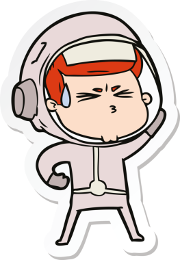 Bir insan tarafından çizilmiş astronotun çizdiği bir çizgi film çıkartması.