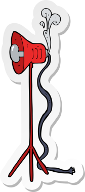 Bir insan tarafından çizilmiş karikatür fotoğraf stüdyosu lambası çıkartması.