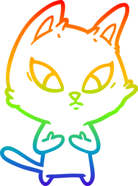 Bir insan tarafından çizilmiş kafası karışmış çizgi film kedisinin çizimi.