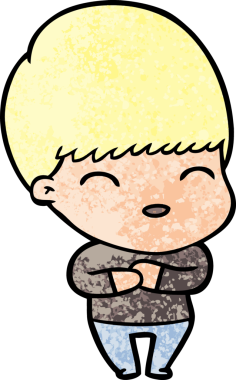 Bir insan tarafından çizilmiş mutlu çizgi film çocuğu.