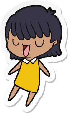 Bir insan tarafından çizilmiş bir karikatür kadının çıkartması.