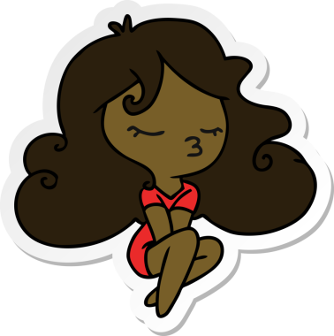 Bir insan tarafından çizilmiş kawai kızının serbest sticker karikatürü.