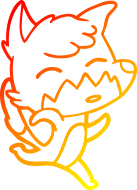 Bir insan tarafından çizilmiş bir tilkinin sıcak çizgi çizimi