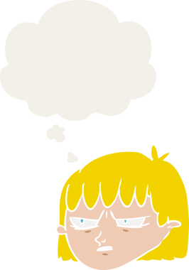 Düşünce baloncuğu insan tarafından çizilmiş kızgın bir karikatür.