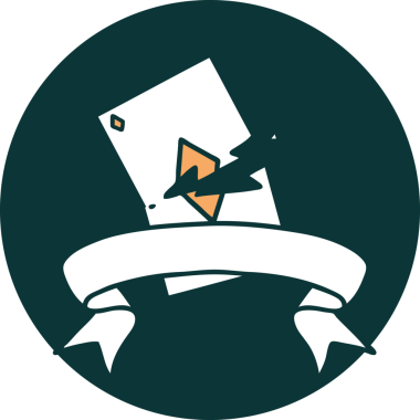 bir insan tarafından çizilmiş yırtık bir kartın pankartıyla dövme biçimi simgesi