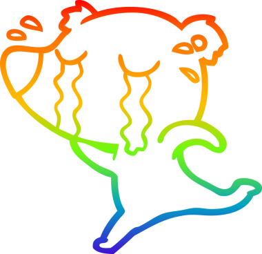 Gökkuşağı gradyan çizgi çizimi bir insan tarafından çizilmiş ağlayan ayı