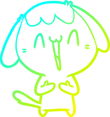 Bir insan tarafından çizilmiş şirin bir çizgi köpeğin soğuk gradyan çizgisi.