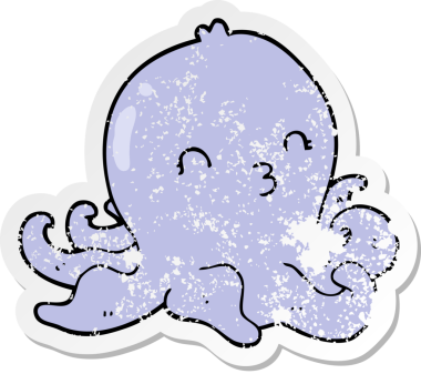 Bir insan tarafından çizilmiş bir ahtapotun sıkıntılı çıkartması.