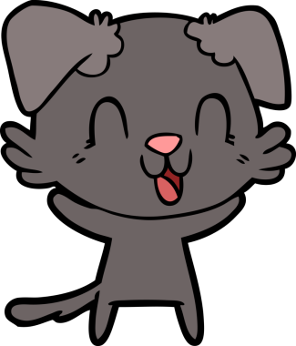 Bir insan tarafından çizilmiş gülen çizgi film köpeği.