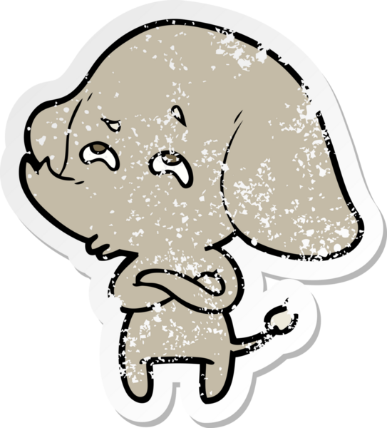 Bir insan tarafından çizilmiş karikatür filinin sıkıntılı çıkartması