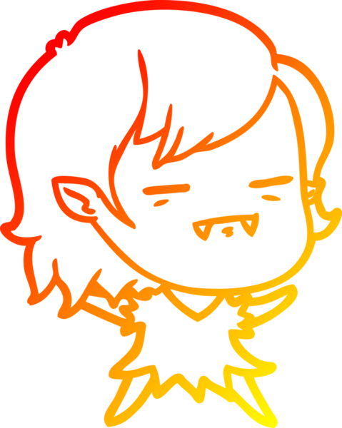 Bir insan tarafından çizilmiş ölümsüz vampir bir kızın sıcak çizgi çizimi