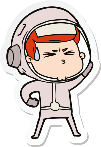 Bir insan tarafından çizilmiş astronotun çizdiği bir çizgi film çıkartması.