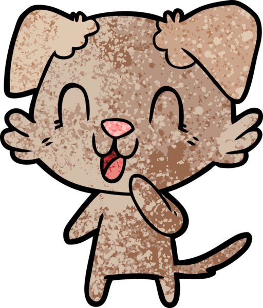 Bir insan tarafından çizilmiş gülen çizgi film köpeği.