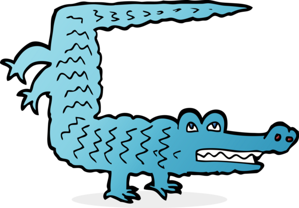 Bir insan tarafından çizilmiş timsah çizgi filmi.