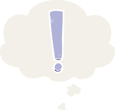 insan tarafından çizilmiş düşünce baloncuklu çizgi film ünlem işareti