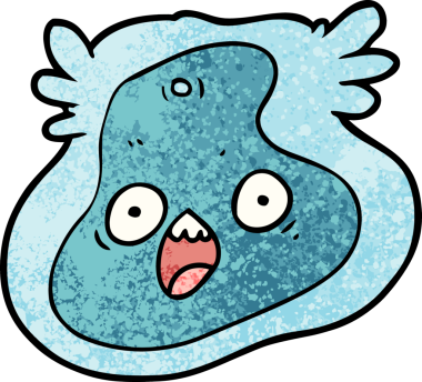 Bir insan tarafından çizilmiş karikatür mikrobu.