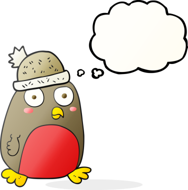 Bir insan tarafından çizilmiş serbest çizim balon karikatür noel robini.