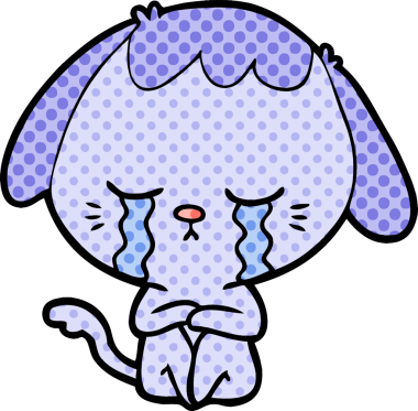 Bir insan tarafından çizilmiş ağlayan bir köpek.