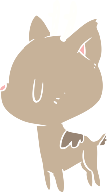 Bir insan tarafından çizilmiş düz renkli çizgi film geyiği.