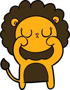 Bir insan tarafından çizilmiş çizgi film aslanı.