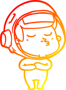 Bir insan tarafından çizilmiş kendinden emin bir astronotun sıcak çizgi çizimi