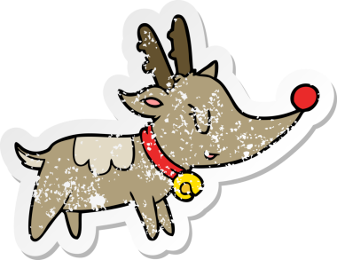 Bir insan tarafından çizilmiş bir karikatür Noel geyiğinin sıkıntılı çıkartması.