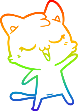 gökkuşağı gradyan çizimi mutlu çizgi film kedisi bir insan tarafından çizildi