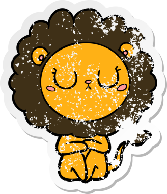 Bir insan tarafından çizilmiş karikatür aslanının sıkıntılı çıkartması.