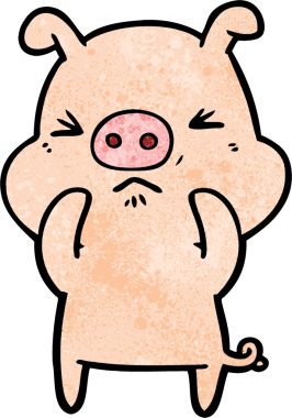 Bir insan tarafından çizilmiş kızgın domuz çizgi filmi.